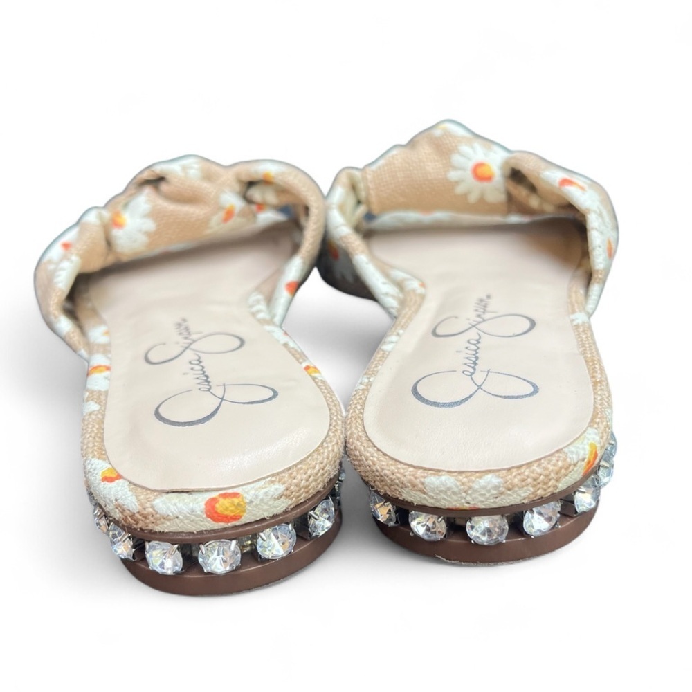 Jessica Simpson Burlap Knot Daisy Slide Sandals Size 8 - Picture 4 of 8